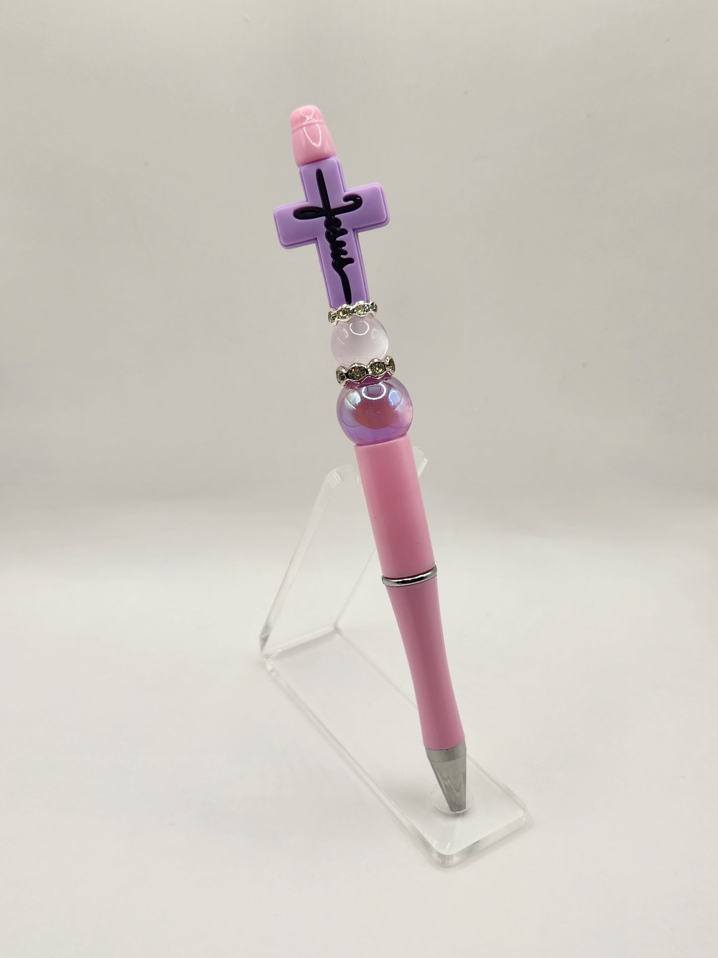 Purple Cross Beaded Pen