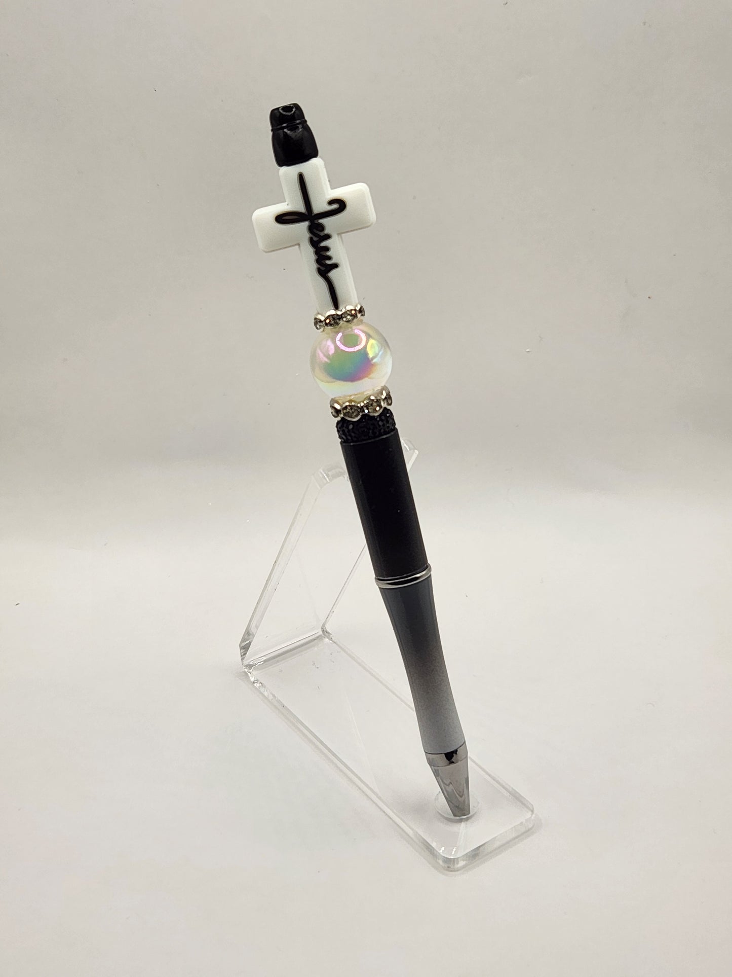 White Cross Beaded Pen