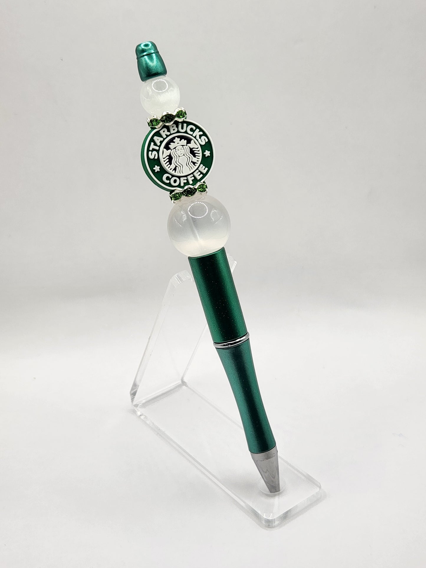 Green Coffee Lady Beaded Pen