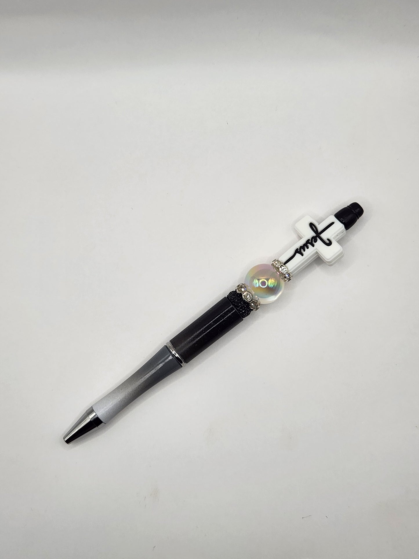 White Cross Beaded Pen