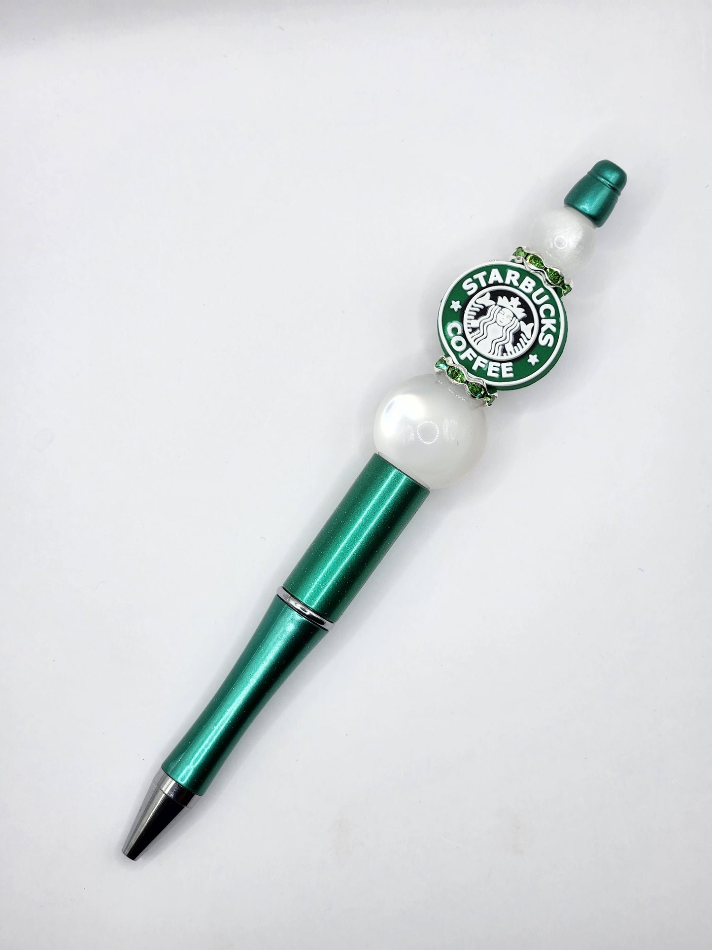 Green Coffee Lady Beaded Pen