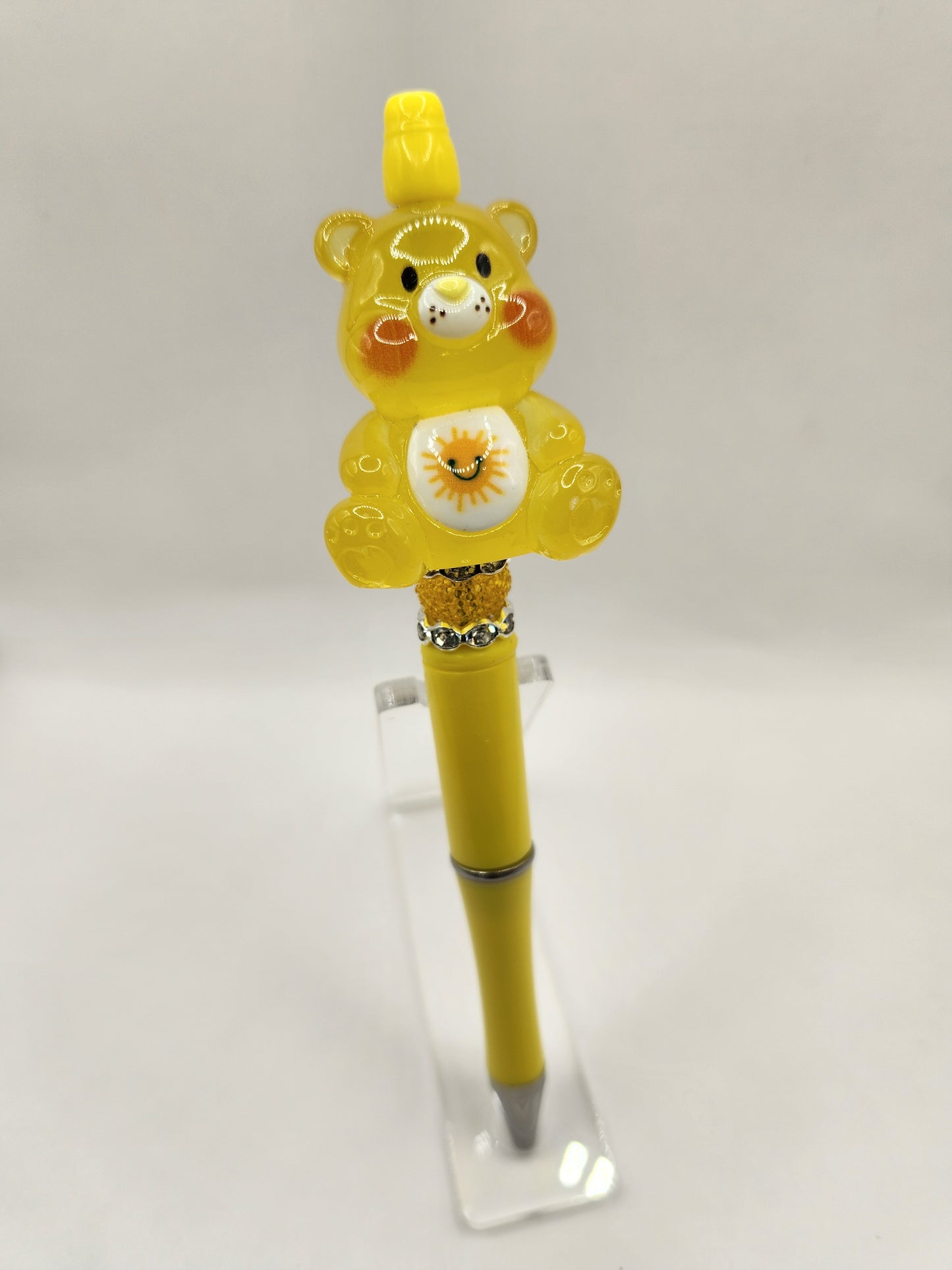 Yellow Glow Bear Beaded Pen